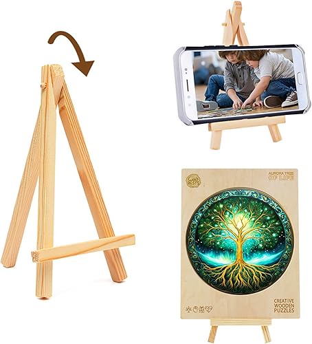 Miniatura 4 de BLUMUZE Rompecabezas de madera para adultos  Aurora Tree of Life, 8.5 x 8.4 pulgadas, 100 piezas, rompecabezas de forma única, rompecabezas de árbol