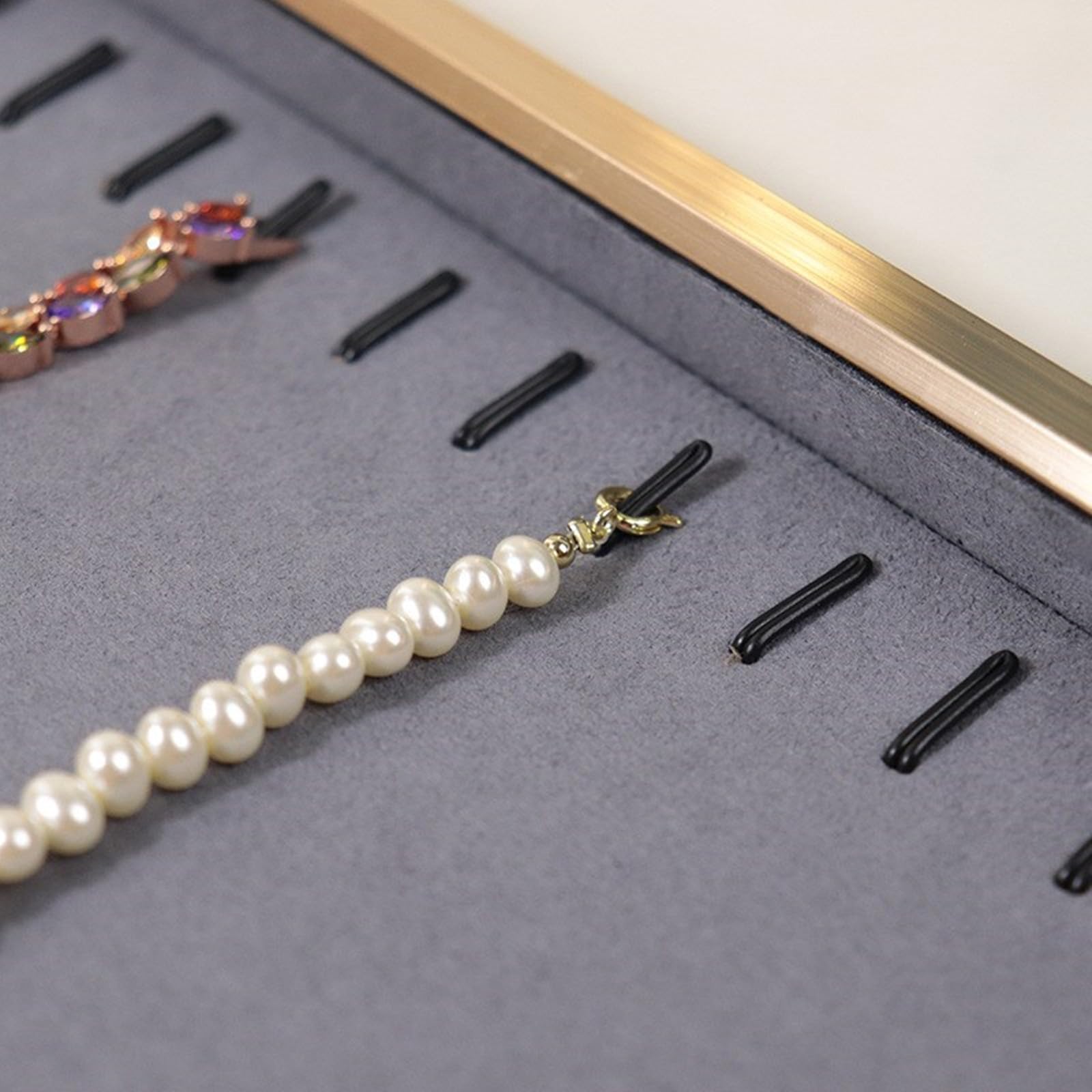 Bandeja de exhibición de joyas resistente para organizar anillos, aretes y collares, divisor de cajones apilable, decoración del hogar