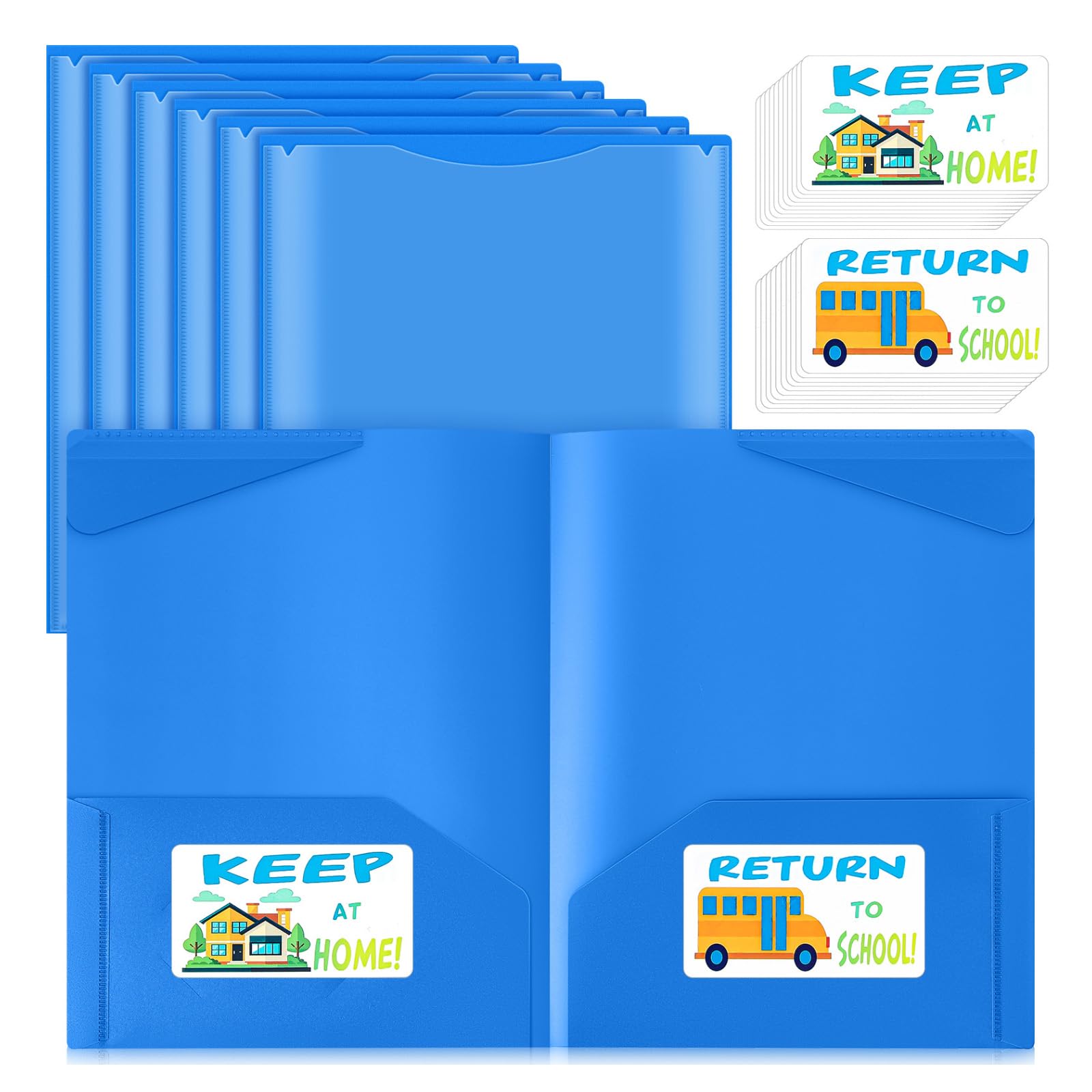 Henoyso 24 Pack Take Home Folders with Clear Front Pocket, Blue