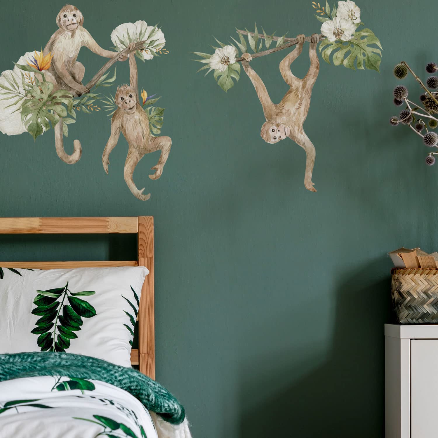 Stickerscape Watercolour Safari Wall Stickers (Monkeys - Regular Size) | Jungle Wall Stickers for a Children's Bedroom or Nursery | Easy to Apply and Cleanly Removable