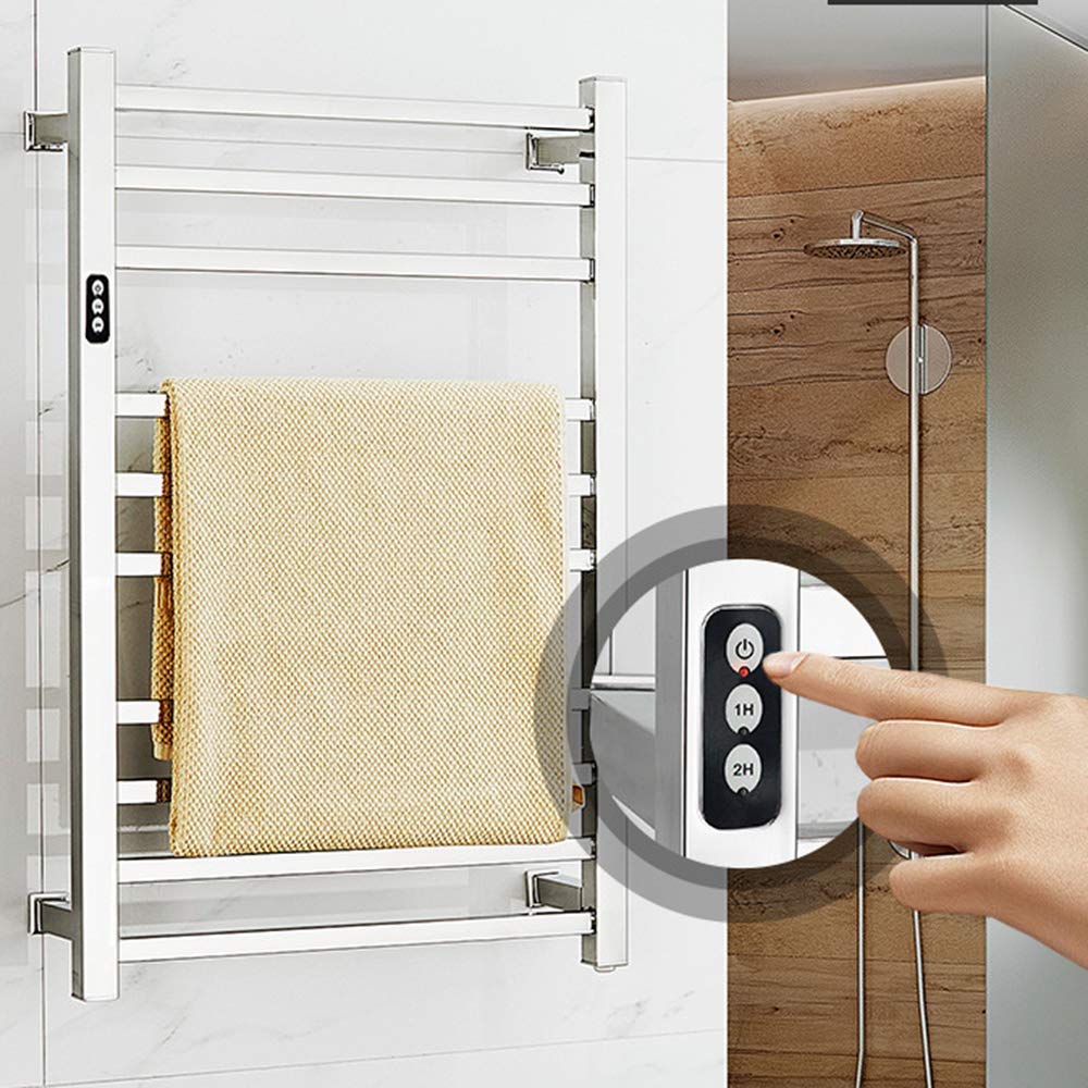 Toallero eléctrico doméstico, radiador Calentador de Toallas de Acero Inoxidable 304 y toallero de Pared, radiador de baño de Ahorro de energía + desinfección + Secado