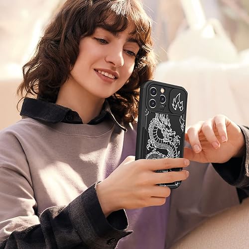 Miniatura 6 de Funda para iPhone 13 Pro Max con funda para cámara para mujeres, niñas y hombres, resistente a prueba de golpes, lindo diseño de dragones, con