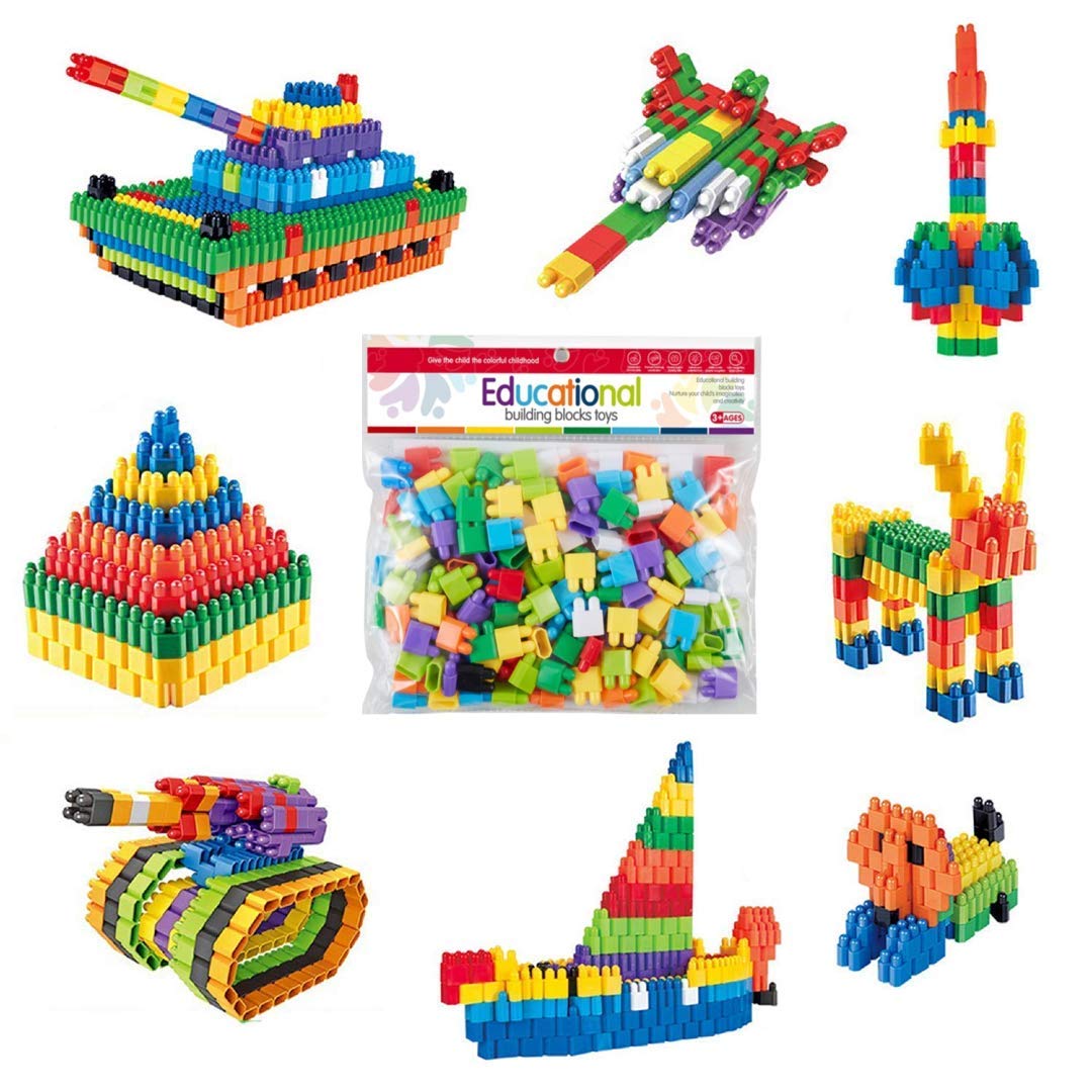 FATEVALLEY 200 Rocket Head Bullet Shaped Creative Building Blocks Toys for Intelligent Kids Learning Game Puzzle Educational Interlocking Building Blocks Toy Set for Children (Multicolor) - 200 Pieces