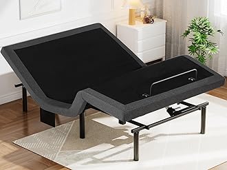 Pipishell Queen Adjustable Bed Frame, Electric Bed Base with Head & Foot Incline, USB-A & USB-C Ports, LED Under-Bed Lighting, 4 Leg Height Options, and Easy 3-Step Assembly