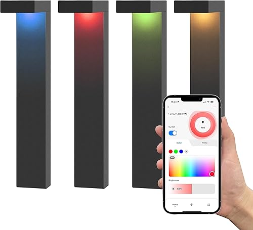 Miniatura 1 de GKOLED Paquete de 4 lámparas de camino de paisaje de bajo voltaje, 9-15 V CA CC iluminación de pasarela al aire libre con control de aplicación,