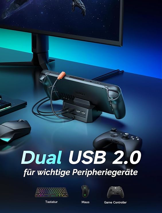 JSAUX 4 in 1 Docking Station for ROG Xbox Ally X/Steam Deck OLED/Legion Go