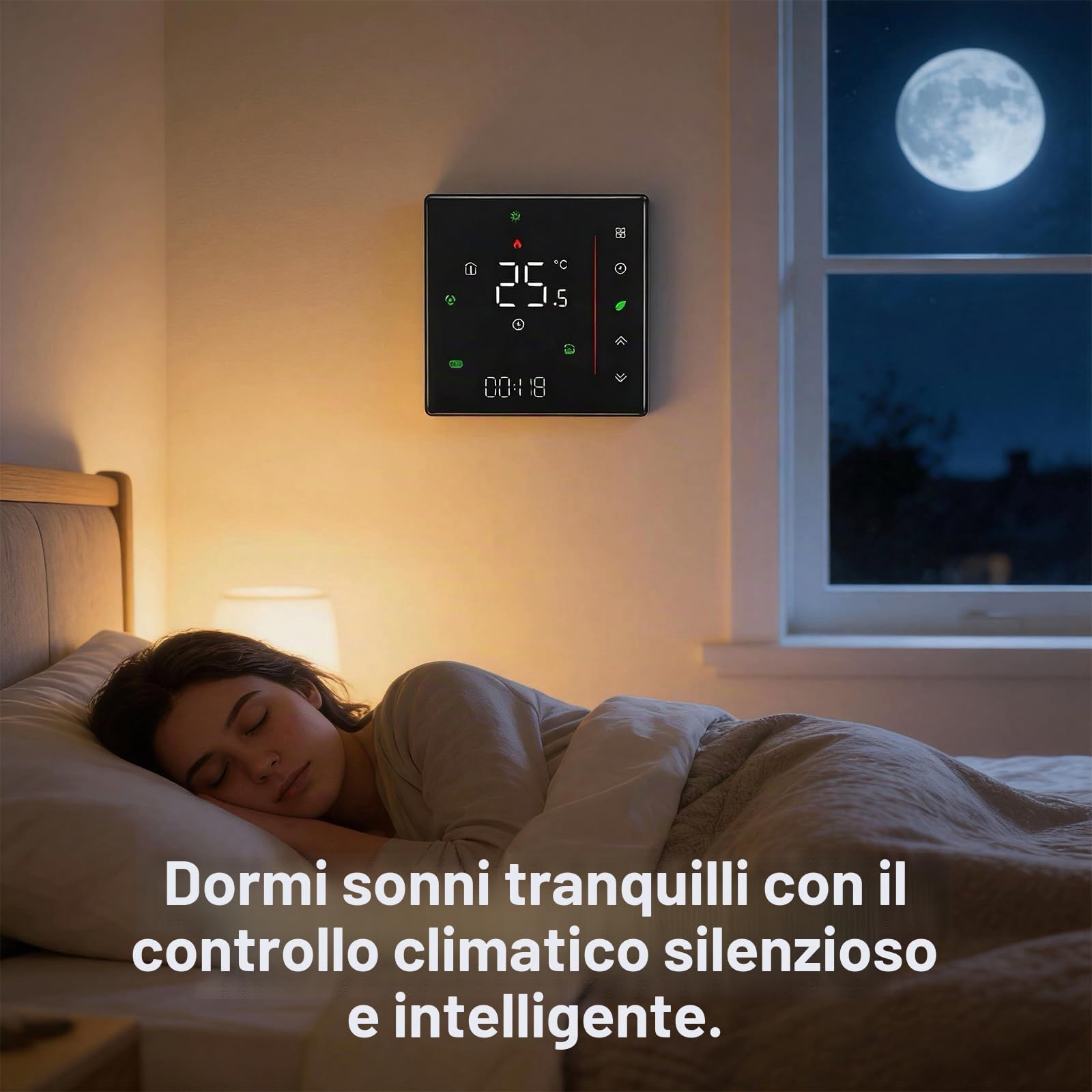 WiFi Termostato per climatizzatore con 2-tubi, 95-240V, Alexa | Controllo remoto tramite app Smart Life, compatibile con Google Home, controllo vocale, per sistemi HVAC.