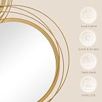 HOMCOM Metal Wall Art Gold Frame Circle Salle de bain Miroir Décor Maison Suspension Mur Sculptures pour Salon Chambre à manger, 42.25" W x 22" H, Or
