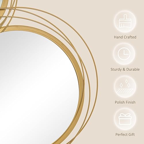 Miniatura 5 de HOMCOM Arte de pared de metal, decoración de espejo moderno, esculturas de pared colgantes para sala de estar, dormitorio, comedor, negro