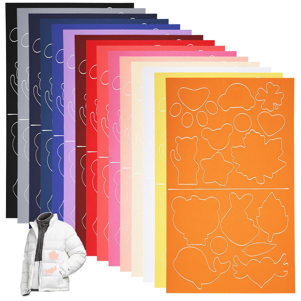 10 Toppe Adesive Ripara Piumini In Tessuto Nero, Autoadesive E Lavabili, Riparazione Giacche, Tende E Ombrelli, 8 Stili E Forme Diverse - 4