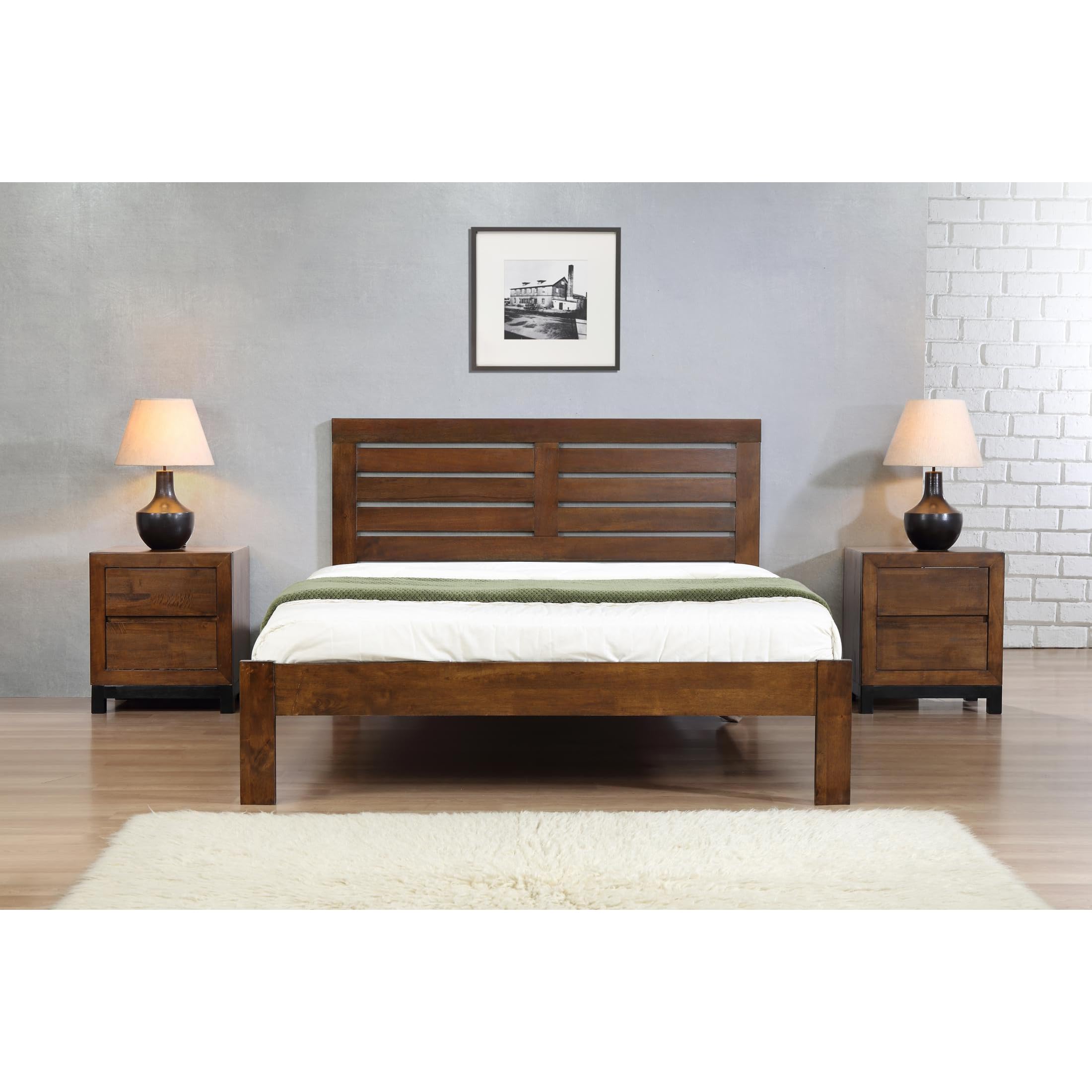 Kelsey Stores Vulcan Solid Wood 3ft Single 4ft6 Double 4ft Small Double 5ft King Size Bed Frame Rustic Oak (Bedside Cabinet Only)