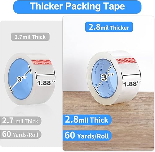 Miniatura 2 de JARLINK Cinta de embalaje transparente (6 rollos), cinta de embalaje resistente para embalaje de envío, sellado en movimiento, más fuerte y más