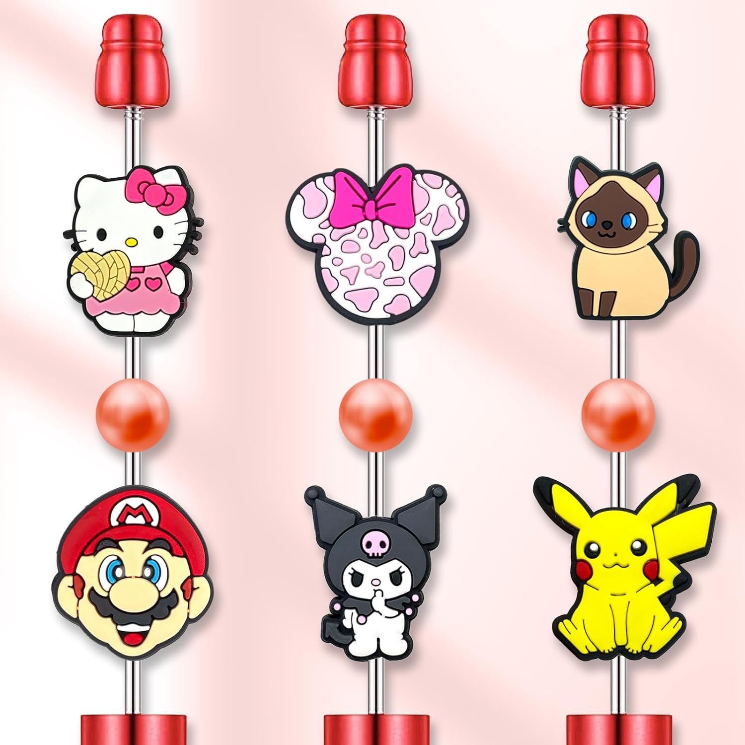 20Pcs Random Cartoon Focal Beads for Pens, Cute Silicone Focal Beads for Making DIY Bead Pens Keychain Jewelry - Image 3