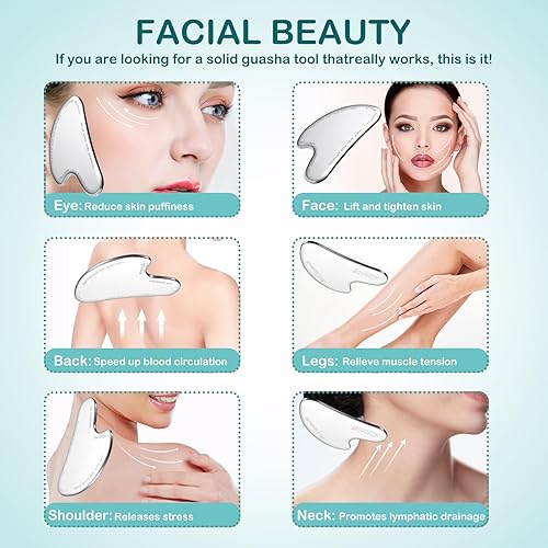 Miniatura 3 de Upgrade Medical - Herramienta médica de acero inoxidable Gua Sha 316L, raspador de masaje para tensión muscular, sistema LYMP, herramientas faciales