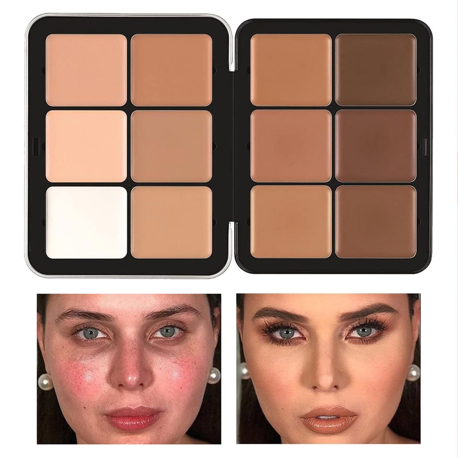 Professionelle farbkorrigierende Concealer-Creme, 12 Farben, Concealer-Foundation-Palette, langanhaltendes Make-up und Korrektor für dunkle Augenringe, Akne und Hautunreinheiten, reduziert Rötungen