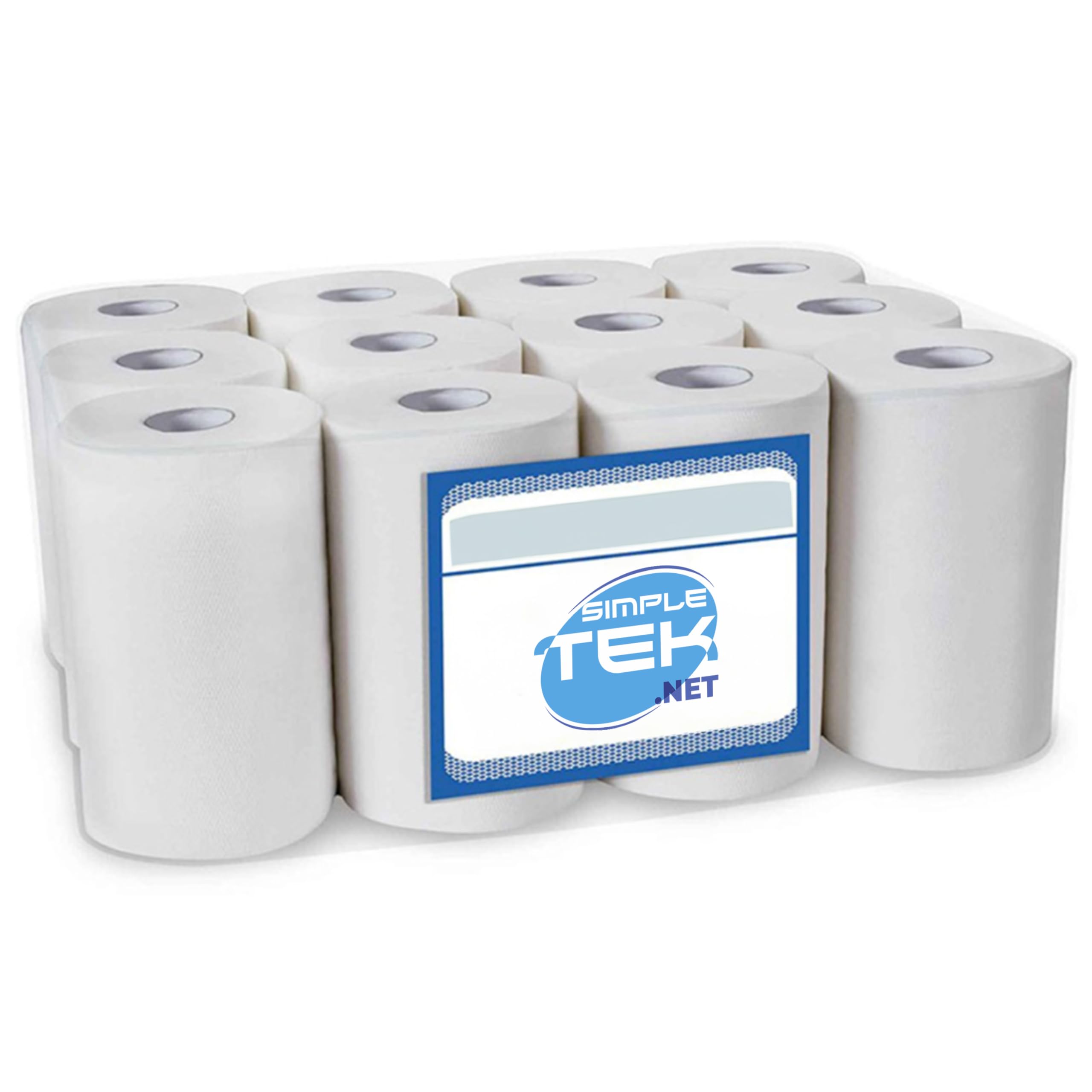 SIMPLETEK - 12 Pezzi Rotolo Asciugamani da 60metri | Larghezza 21cm | Doppio Velo Asciugatutto Pura cellulosa Certificata