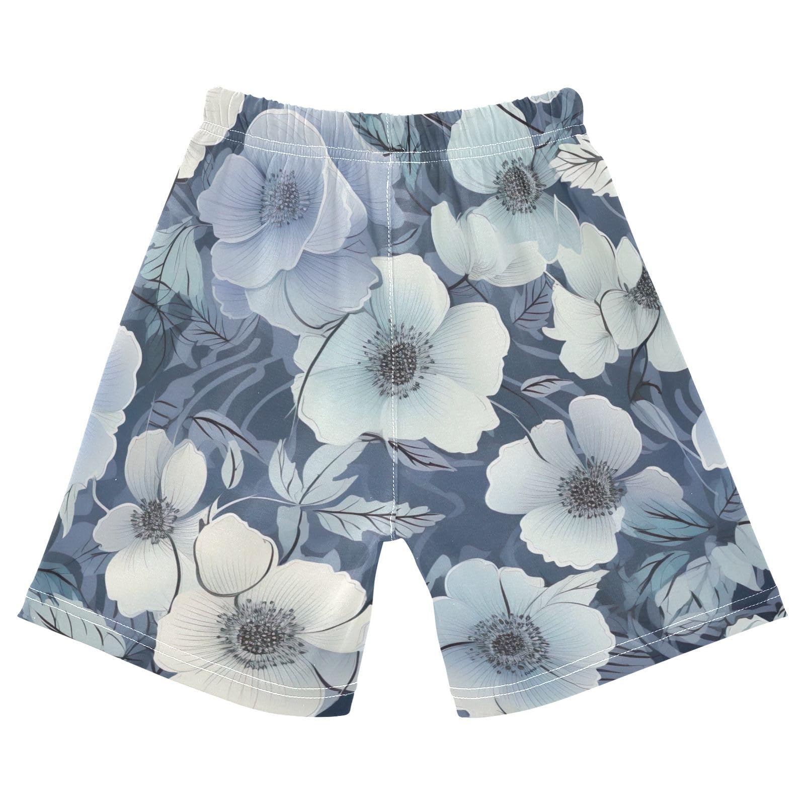 innewgogo Floral Poppy Flowers Blue Toddler Baby Boy Girl Cotton Pull-On Shorts Elastic Waist Beach Summer Shorts Kids Pants 2T