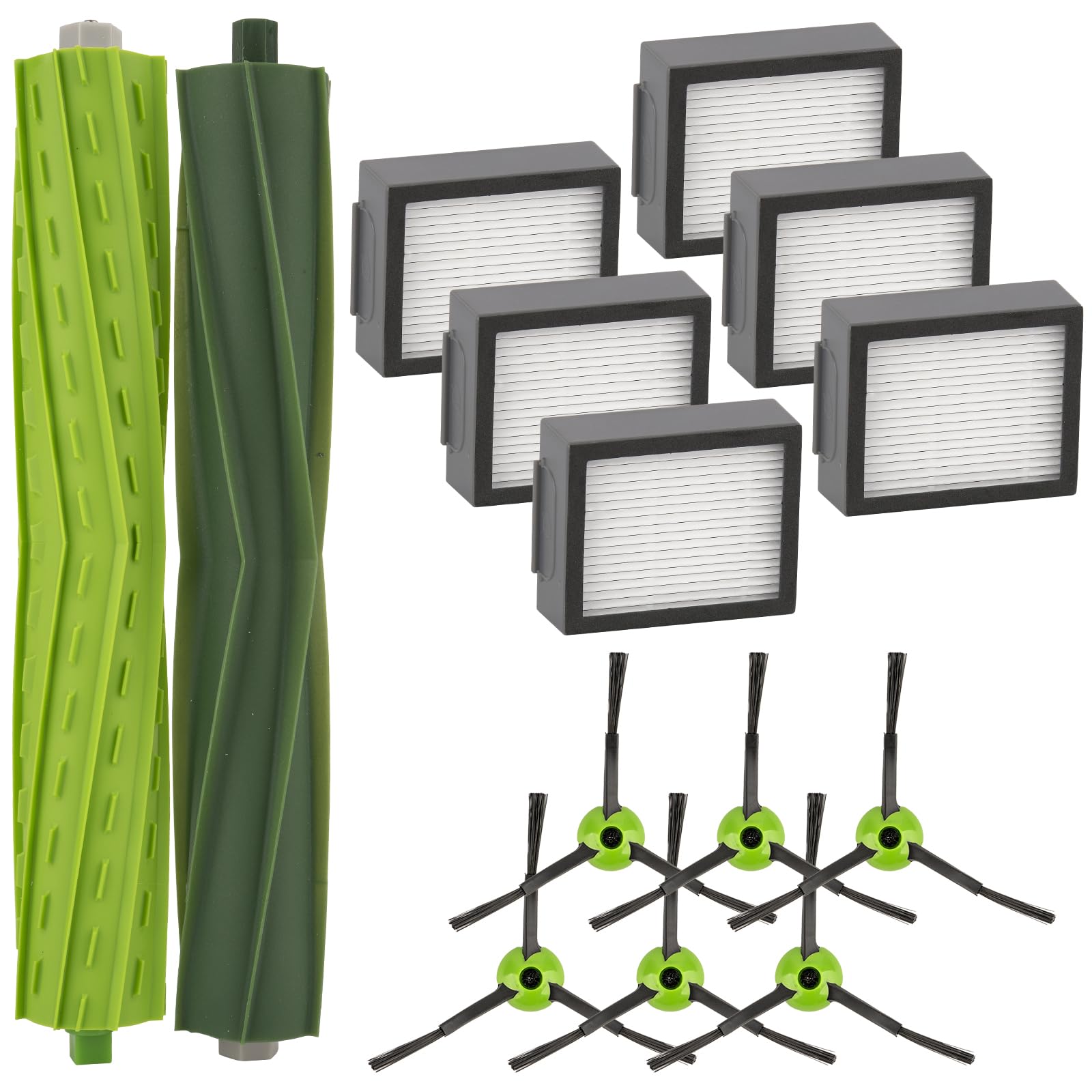 (14 Piezas) Combo i5 Piezas De Repuesto Compatibles Con iRobot Roomba Combo i5, Combo i5+, Combo j5, Combo j5+ Robot Aspirador, 2 Cepillos De Rodillos, 6 Filtros Hepa, 6 Cepillos Laterales