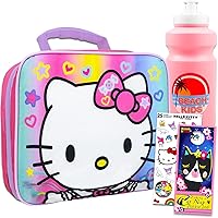Vista 1 de Hello Kitty Juego de lonchera para niñas – Paquete con bolsa de almuerzo Hello Kitty más calcomanías, botella de agua, más Contenedor de almuerzo