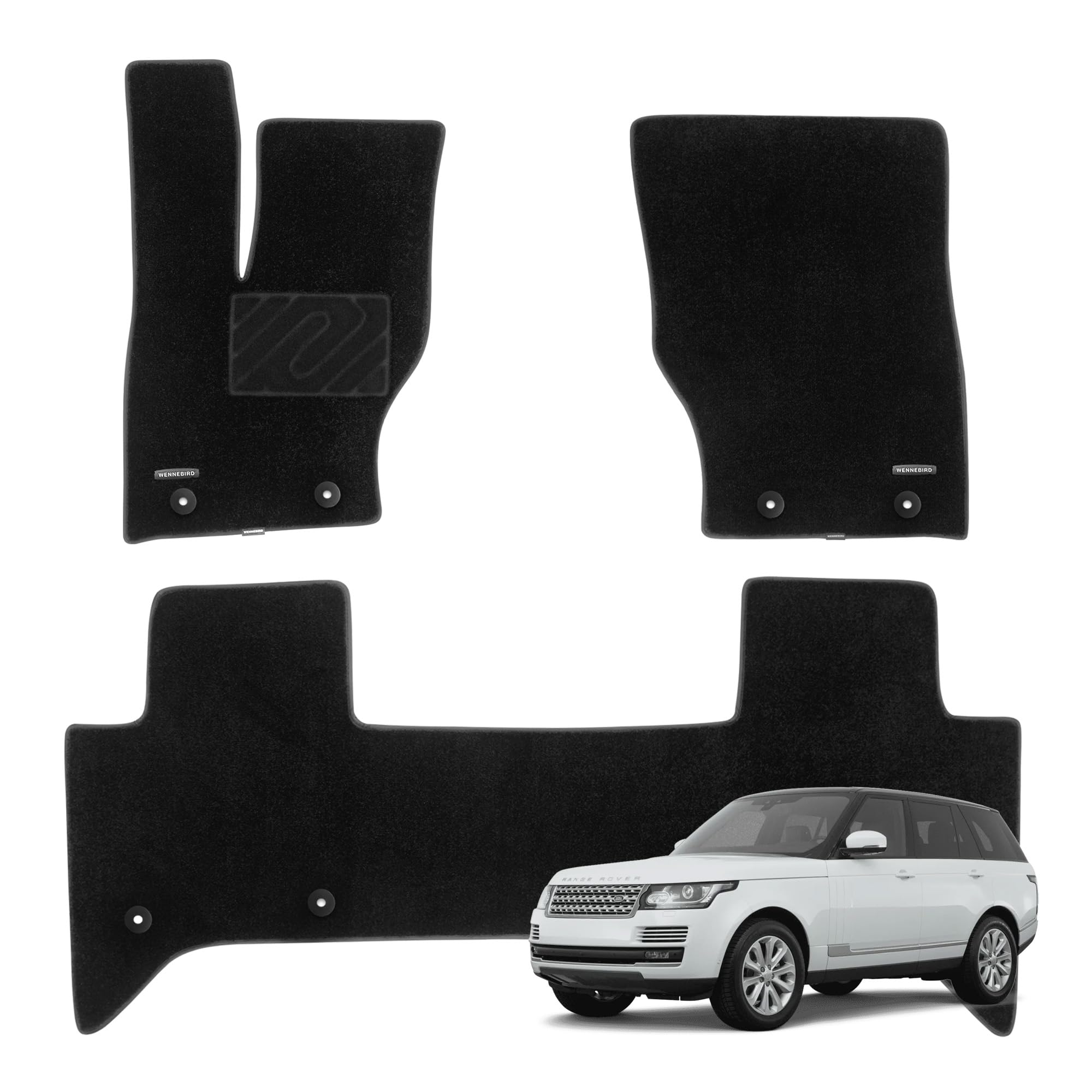 WENNEBIRD Superior Carpet Floor Mats for 2013-2021 Land Rover Range Rover (Not fit LWB/EWB), Premium All Weather Anti-Slip Waterproof Floor Liners, 0.5 Inch Thickness Rugs - 3pc