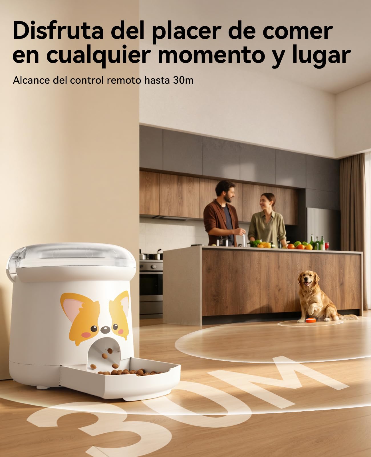 ROJECO Juguete Puzzle para Perros y Gatos, Dispensador de Golosinas Interactivo con Mando a Distancia 30m, Grabación de Voz, Capacidad 300ml, Recargable USB-C, Anti-Estrés y Estimulación Mental