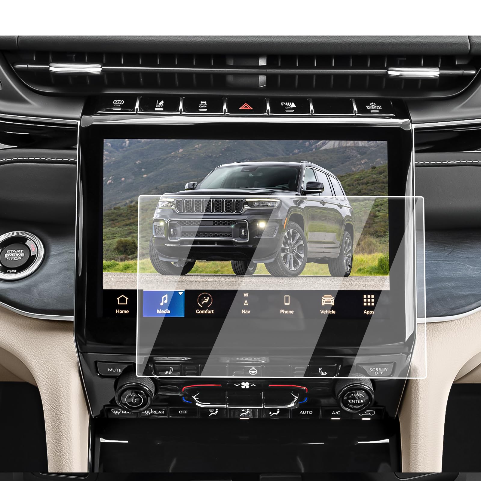 Screen Protector For 2021-2025 Jeep Grand Cherokee L, 10.1-Inch Navigation 9H Tempered Glass Screen Protector Grand Cherokee L(Limited/Overland/Summit