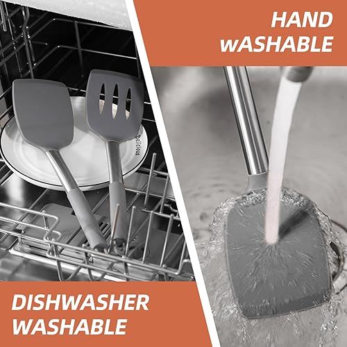 Miniatura 8 de FXFSTEEL Juego de espátulas de cocina de silicona, espátula giratoria, utensilios de cocina antiadherentes, resistentes al calor, sin BPA, aptos