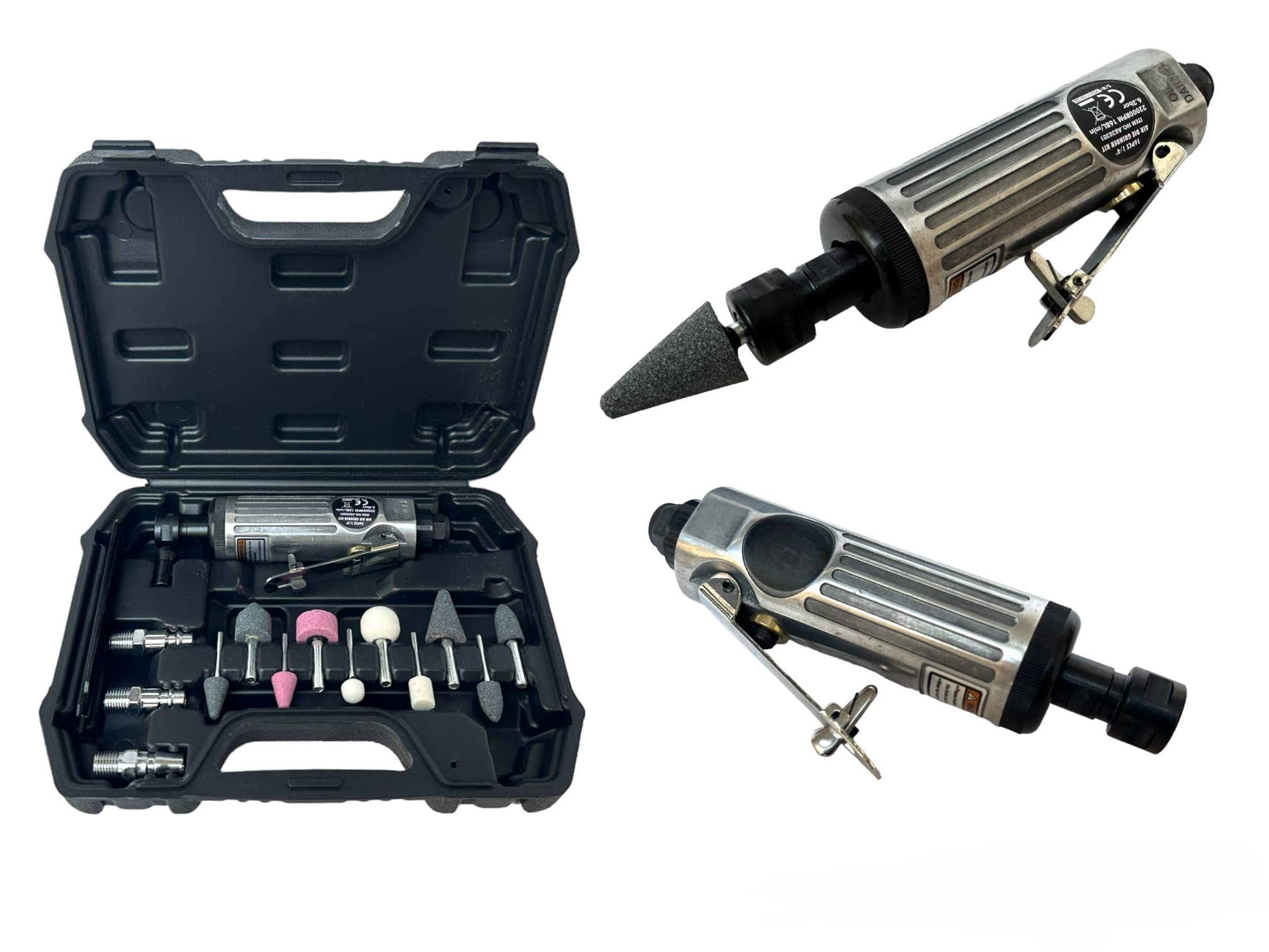 Smerigliatrice ad Aria Compressa Drimmel Fresatrice Drimer Diritta Trapano Fresa Pneumatica Per la Molatura Valigetta Con Accessori 15Pz