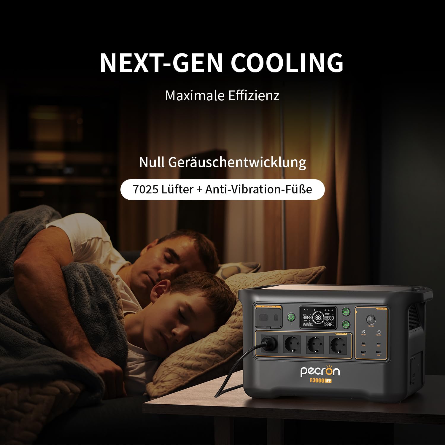 Station électrique portable F3000LFP Pecron, 4 prises AC 3600W/3072Wh générateur solaire, batterie LiFePO4 recharge rapide pour usage domestique