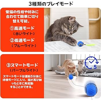 ☆ 猫おもちゃ ボール 自動 転がり＋振れ＋バウンド3モード Amazon | Cheerble 猫おもちゃ 猫ボール 猫用電動おもちゃ 猫