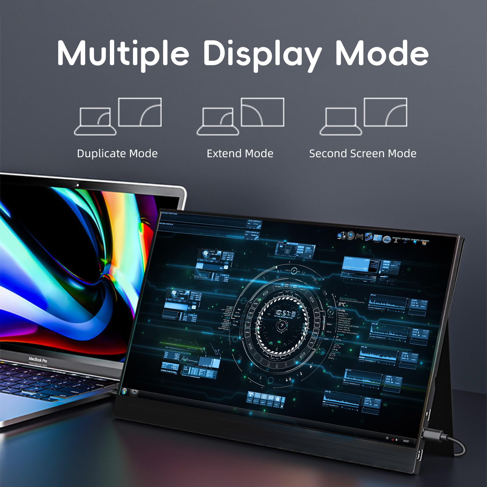 CUIUIC 15,6 inch draagbare monitor met USB-C & HDMI