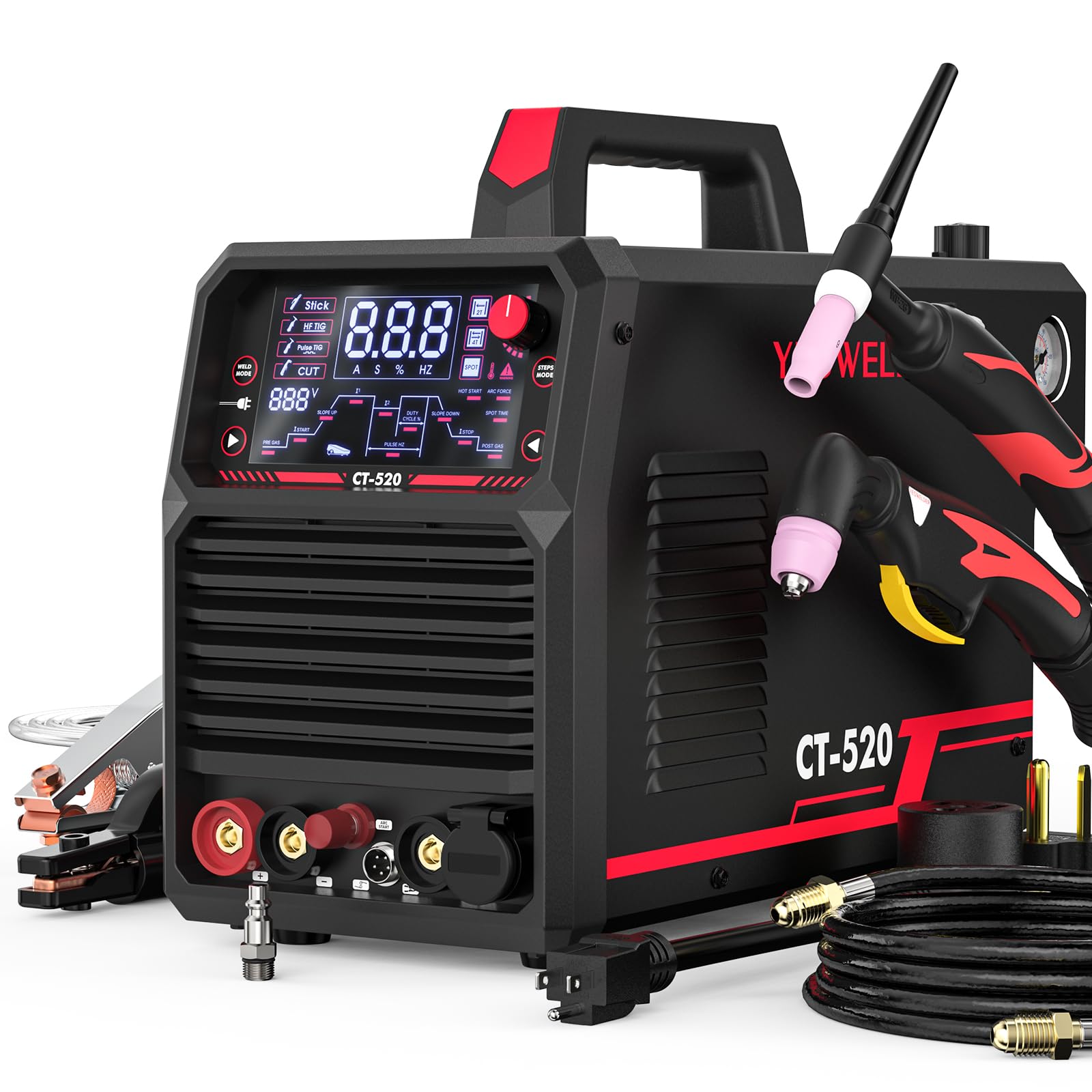 YESWELDER CT-520 Tig Welder & Plasma Cutter, 5-In-1 CUT/HF TIG/Pulse TIG/Spot Welding/Stick, 200A TIG and Stick & 50A Plasma Cutting, 110/220V Dual Voltage Multifunctional Welding MachineYESWELDER CT-520 Tig Welder & Plasma Cutter,…