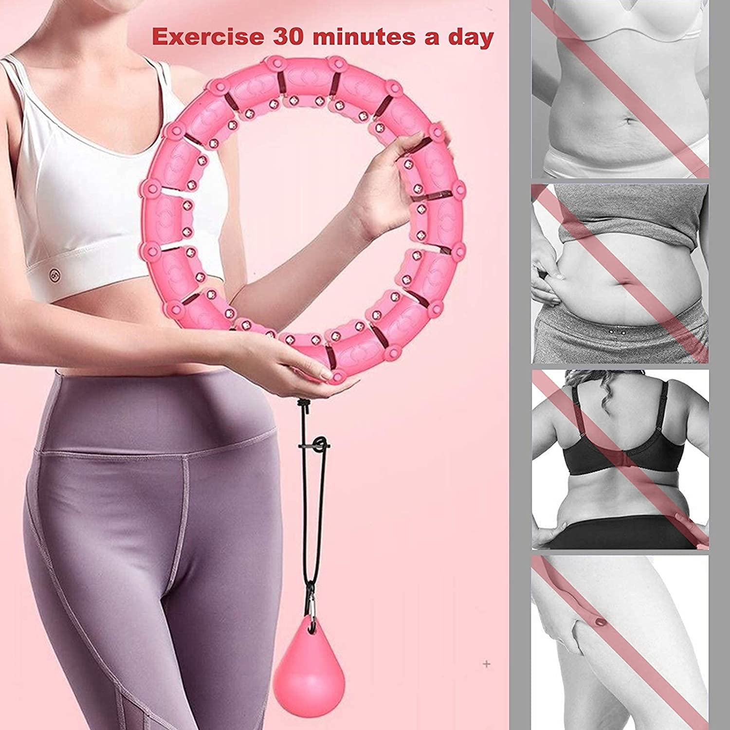 Hula Hoop Professionale Per Fitness - Con Palle Ponderate, 24 Segmenti Regolabili, Per Dimagrimento