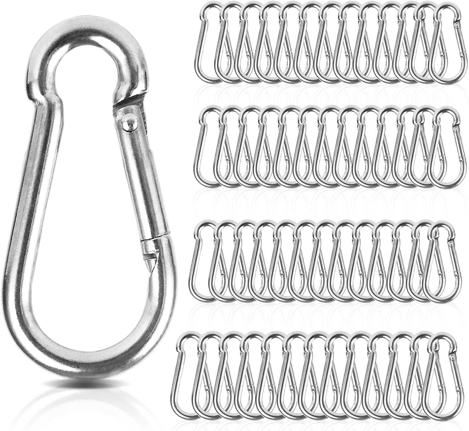 MIVIDE 100 Pack Spring Snap Carabiner, Small Carabiner Clip, M5 x 2 Inch Snap Hooks Heavy Duty Carabiner Clips Bulk Hook Keychain for Outdoor Camping, Hiking, Traveling, Backpack, Keychain, Dog Leash