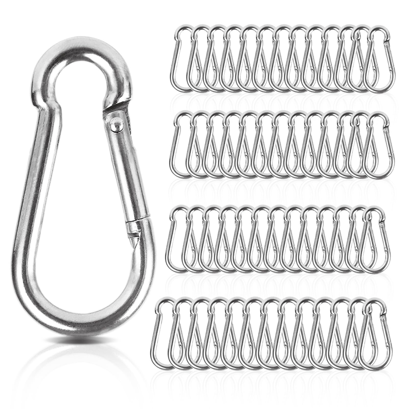 MIVIDE 100 Pack Spring Snap Carabiner, Small Carabiner Clip, M5 x 2 Inch Snap Hooks Heavy…