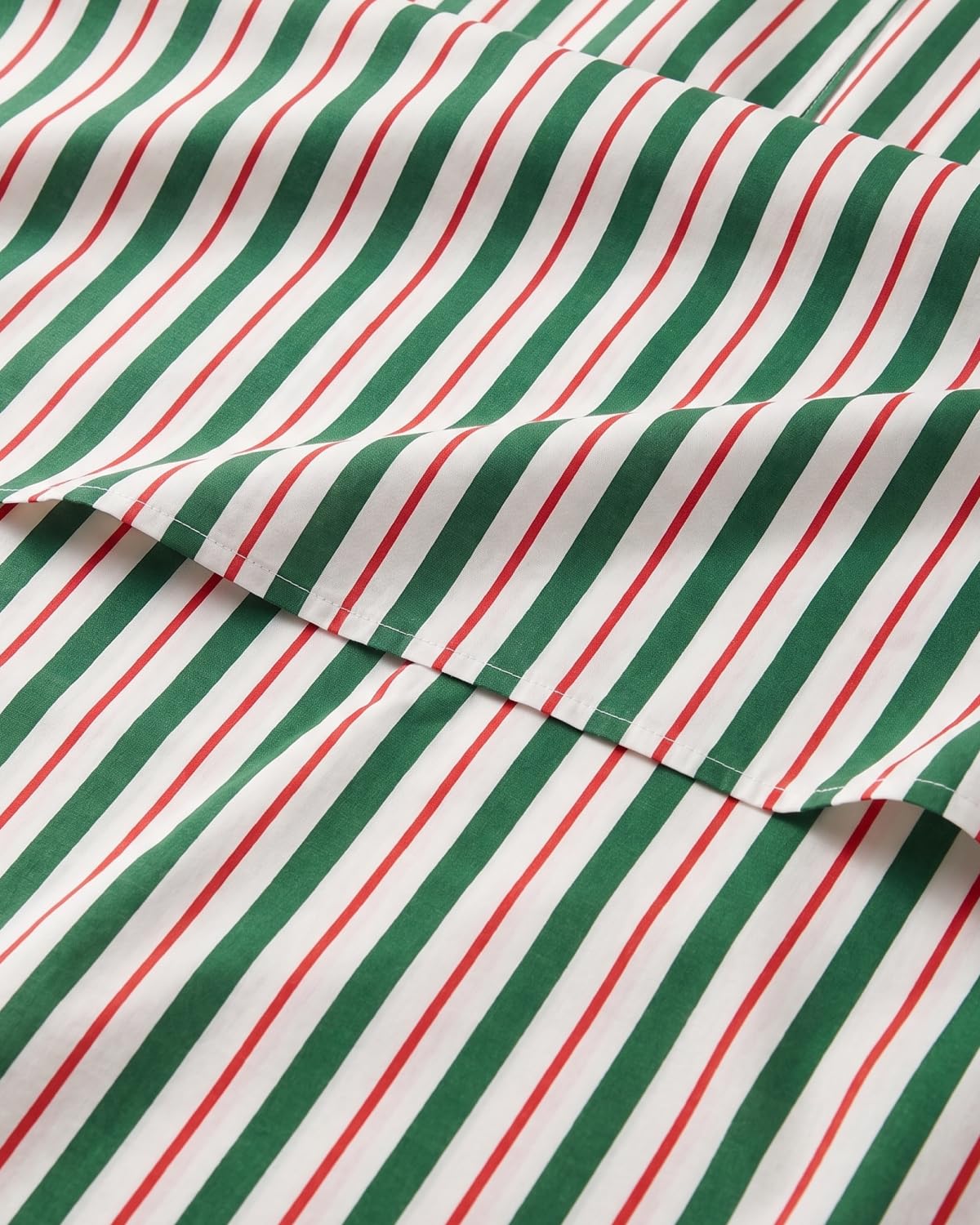 Christmas Sheet Set, Cabana Stripe, Holiday Xmas Bedding Set - Twin Size