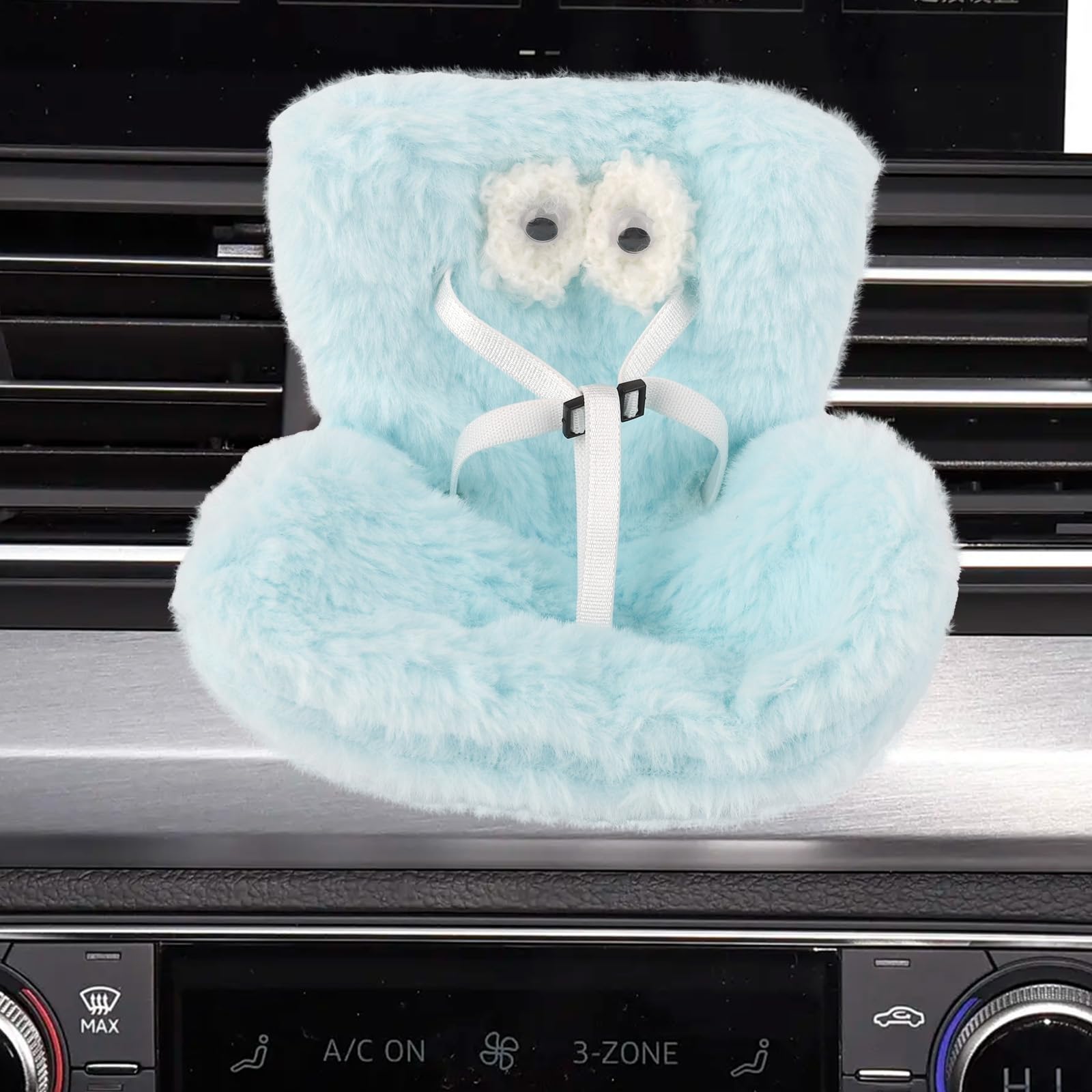 Car Seat for 10-17cm Dolls, Soft Furry Vent Seat with Air Vent Clip & Scent Box Cute Car Ornament Accessories for Toy Lovers Collectors (Blue)