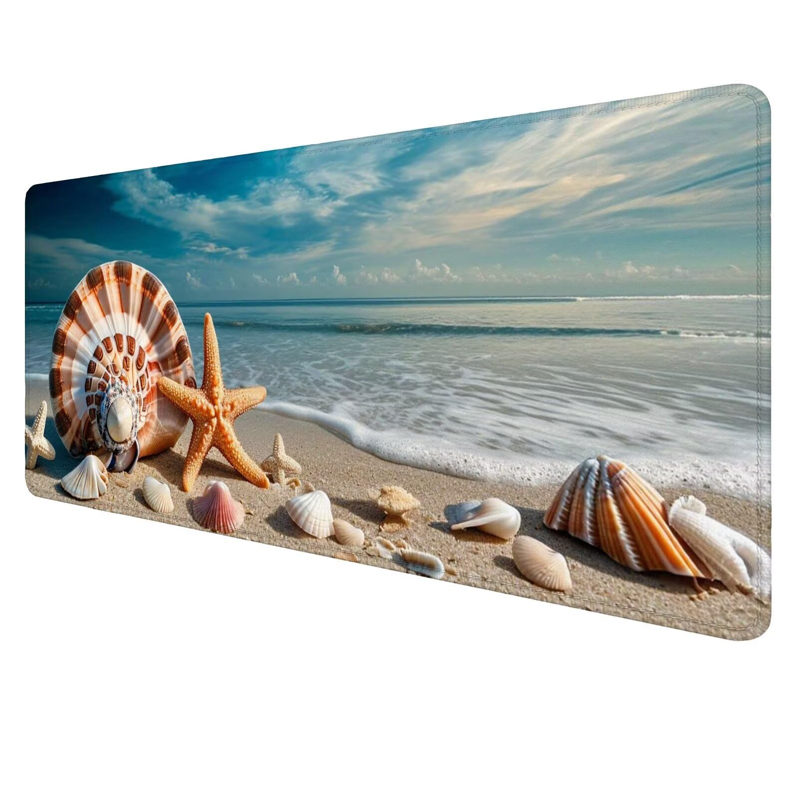 Alfombrilla Ratón Concha Alfombrilla Ratón Gaming XXL 1200x600x3mm Accesorios Escritorio,Antideslizante Mousepad Estrella De Mar Tapete Escritorio Infantil,para Alfombrilla Pc Teclado Ratón J906