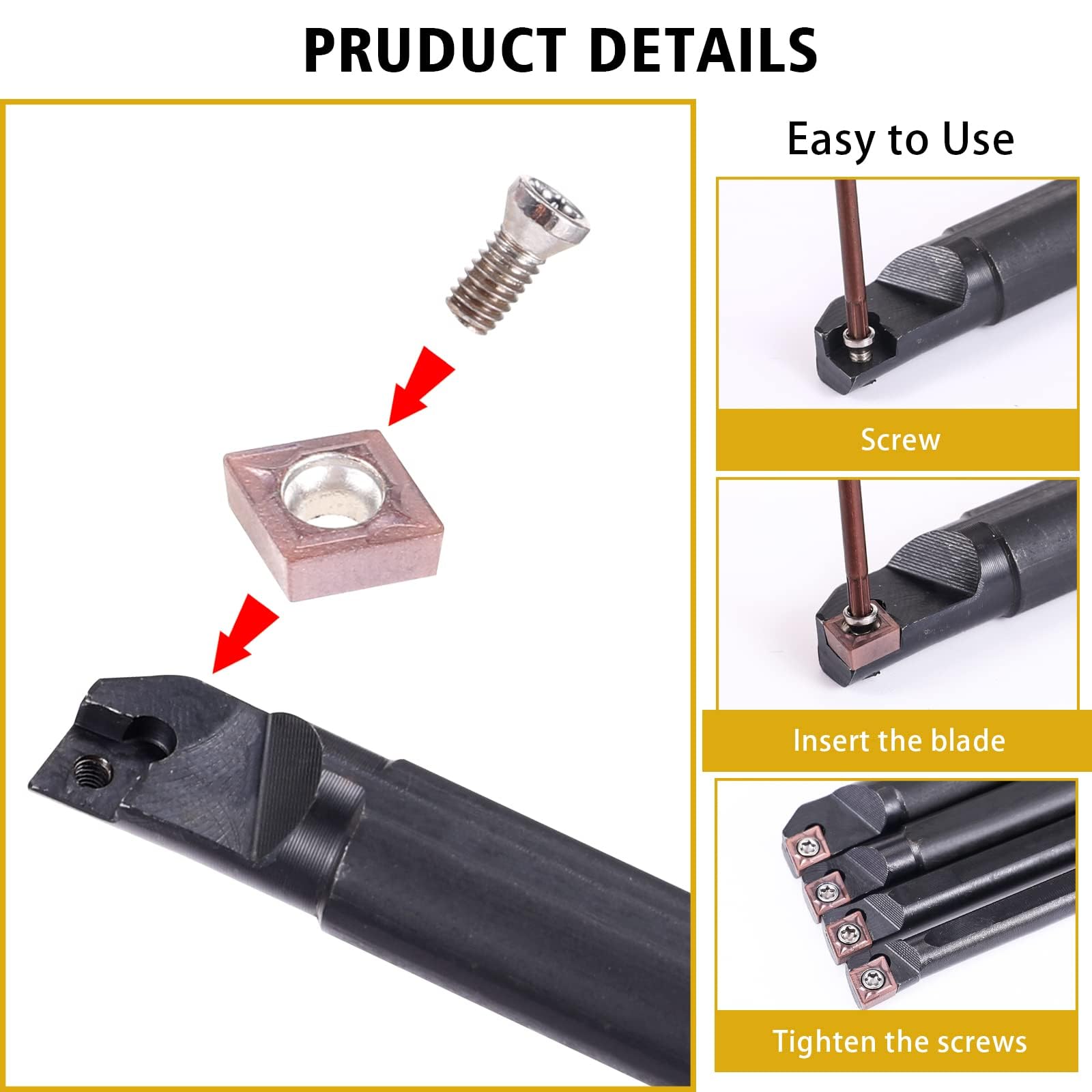 4 Set Di 7/8/10 / 12Mm Portautensili Per Barre Da Tornio Sclcr Da 10 - Foto 11