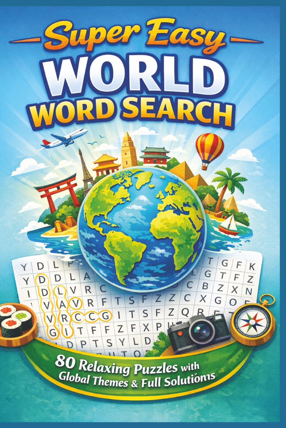 Super Easy WORLD WORD SEARCH: 80 Relaxing Puzzles with Global Themes & Full Solutions (Terry's Puzzlers)