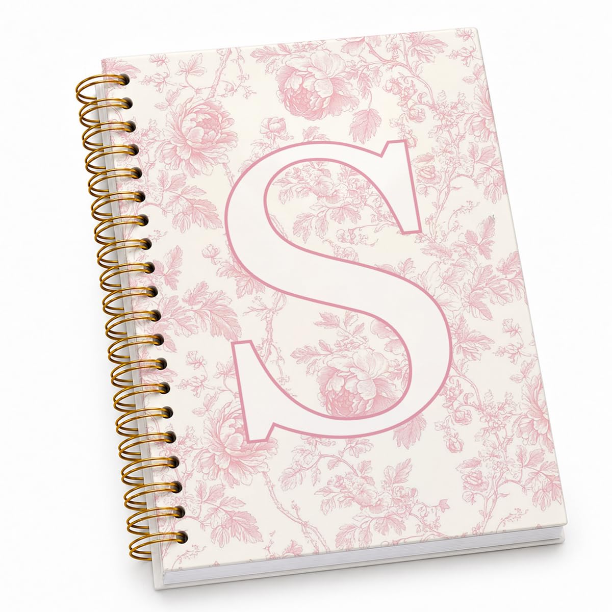 ShowDraven Pink Initial Notebook Embroidered S, Teacher Journal, Aesthetic Notebook, Monogrammed Personalized Stationery Gifts for Women, Preppy