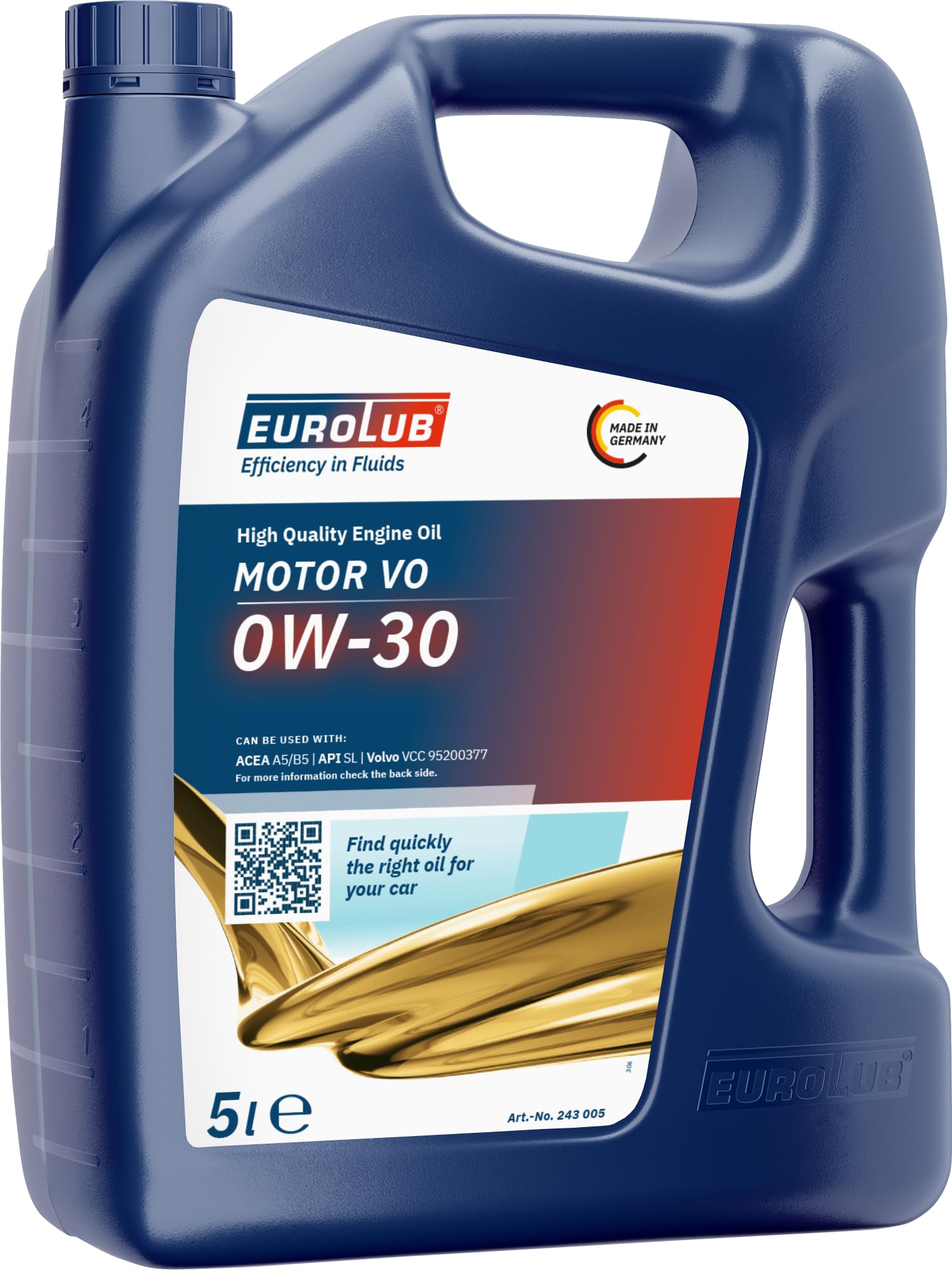 EUROLUB MOTOR VO SAE 0W-30 Motoröl, 5 Liter