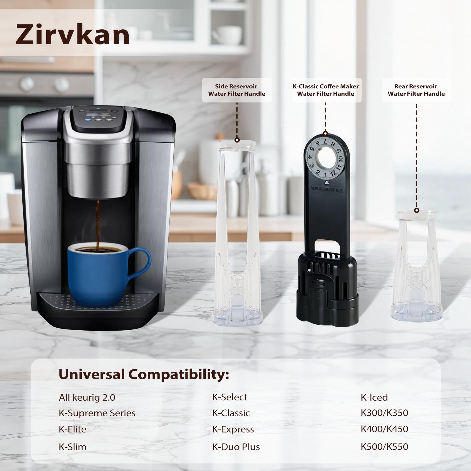 12 Pack Filters Replacement Compatible with Keurig Water Filter Cartridges, 2.0 and 1.0 Classic Coffee Makers, Charcoal Water Filters - 5