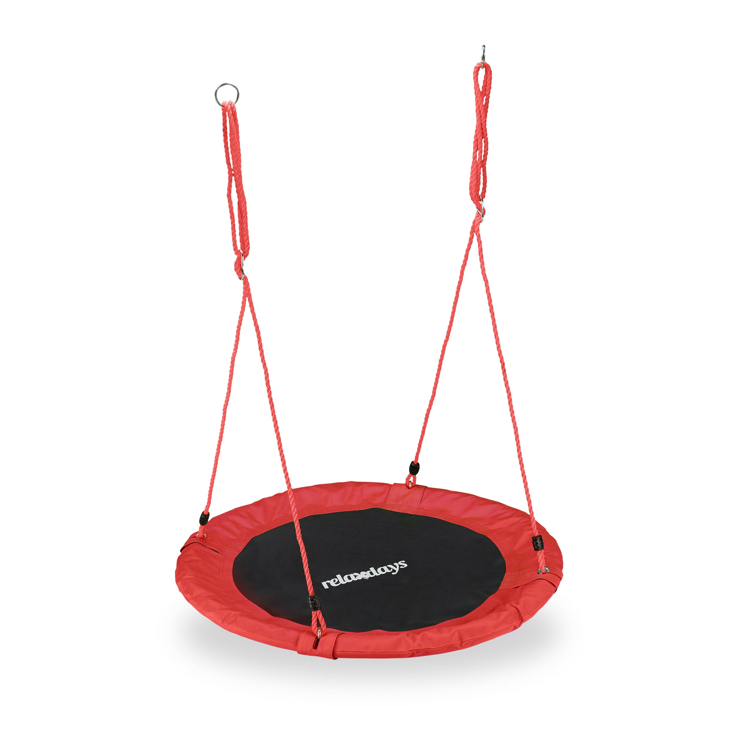 Relaxdays Columpio Jardín Nido de Altura Ajustable para Niños y Adultos, hasta 100 kg, Rojo, ø 90 cm, Juventud Unisex