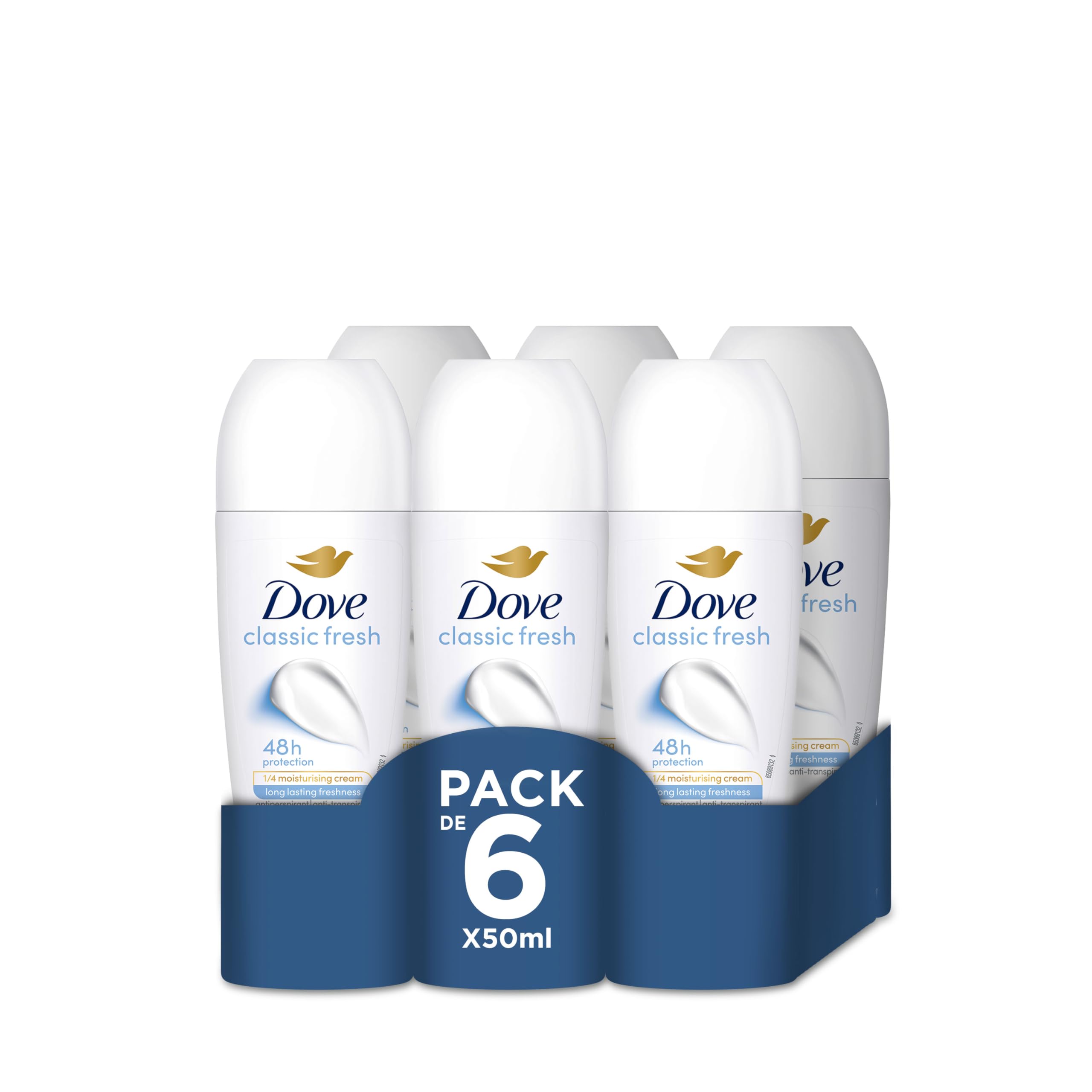 Dove Desodorante Roll-On Protección 48 horas Cuidado Esencial Classic 50ml x6