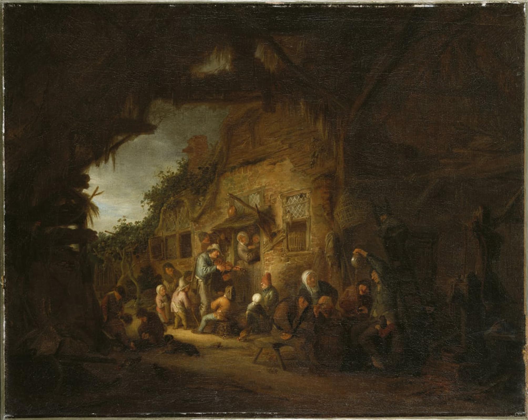 SERENDIPITP Abstract Painting Mural Print Picture Wall Decor Painting the Old Fiddler by Adriaen Jansz Van Ostade Vintage Wall Artwork for Home Decor 60x90cm