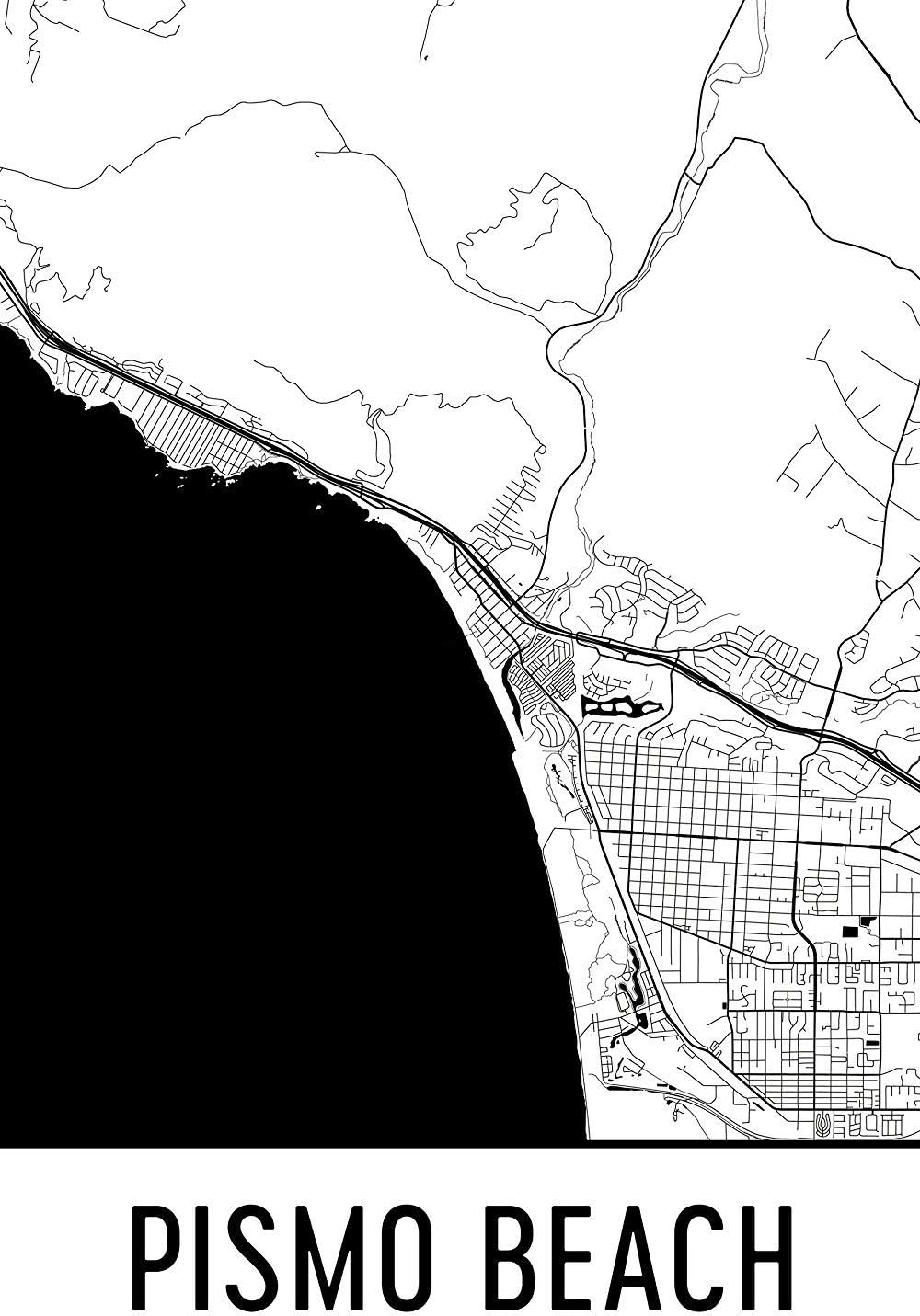 Pismo Beach Print, Pismo Beach Art, Pismo Beach Map, Pismo