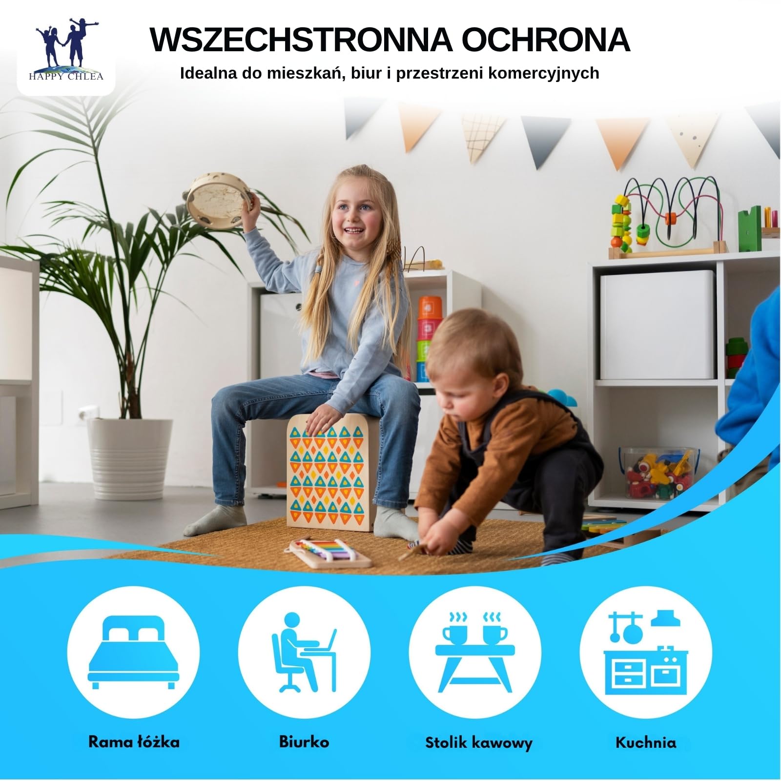 Happy Chlea® 20 x Zabezpieczenie Krawędzi dla Niemowląt z Technologią Aktywnej Pianki, Miękkich Ochraniaczy Narożnych dla Dzieci Oraz 2 Blokady do Szuflad, Stołów, Mebli (Biały)