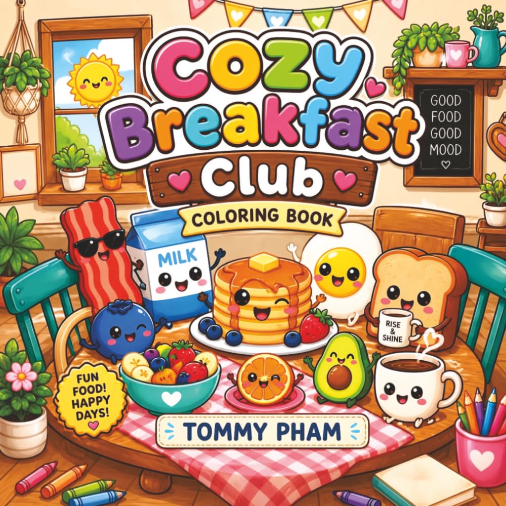 Breakfast Club: Coloring Book for Kids and Adults: Featuring Cozy Food and Drinks in Funny Moments and Comfy Times for Relaxation, Stress Relief, and Creative Fun