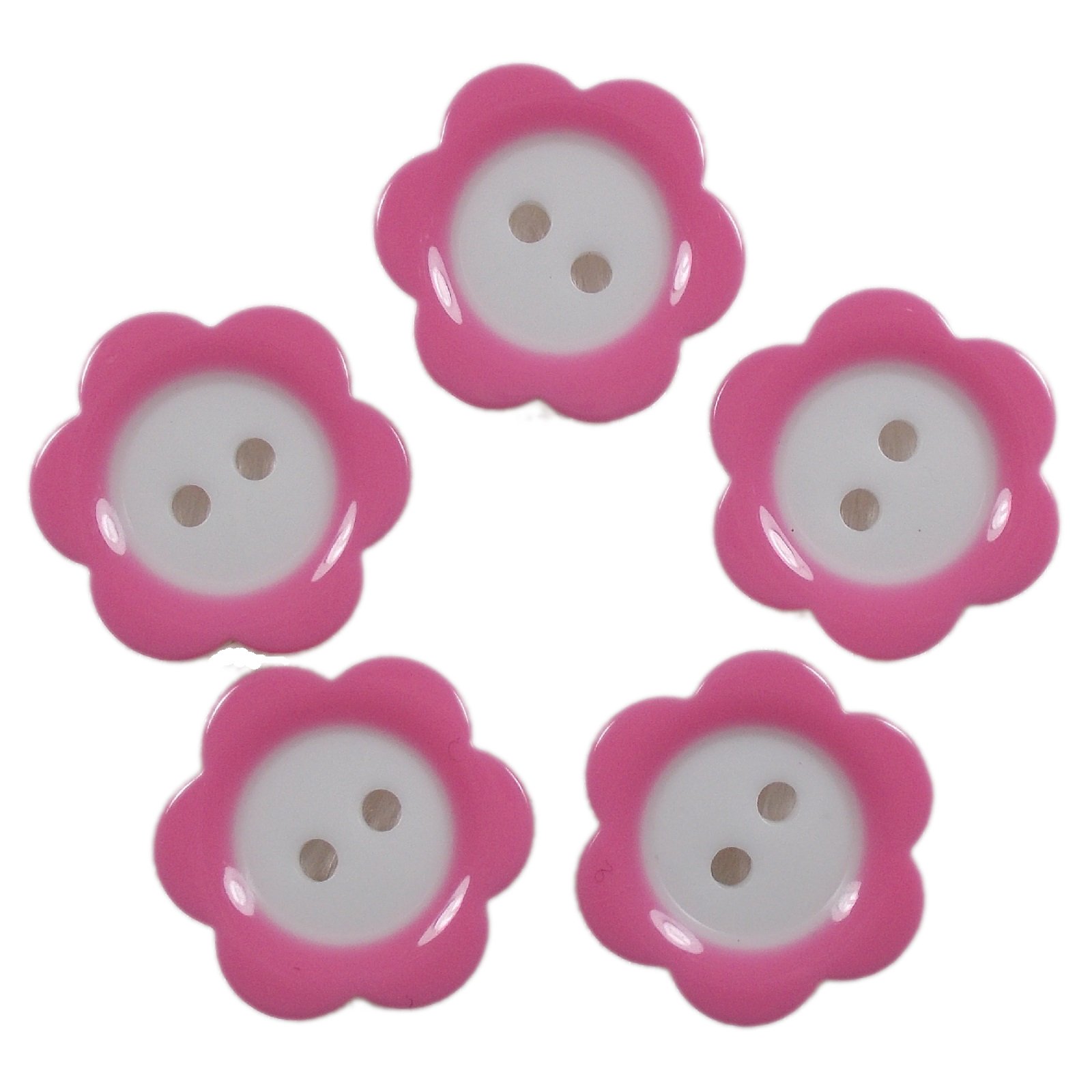 Colour Rim Daisy Flower Plastic Buttons 20mm (Pale Pink, 5)